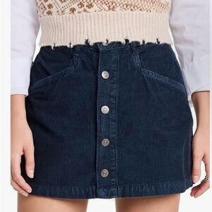 Free People NWT navy corduroy skirt